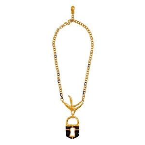 Schiaparelli Style Dove Padlock Pendant Necklace